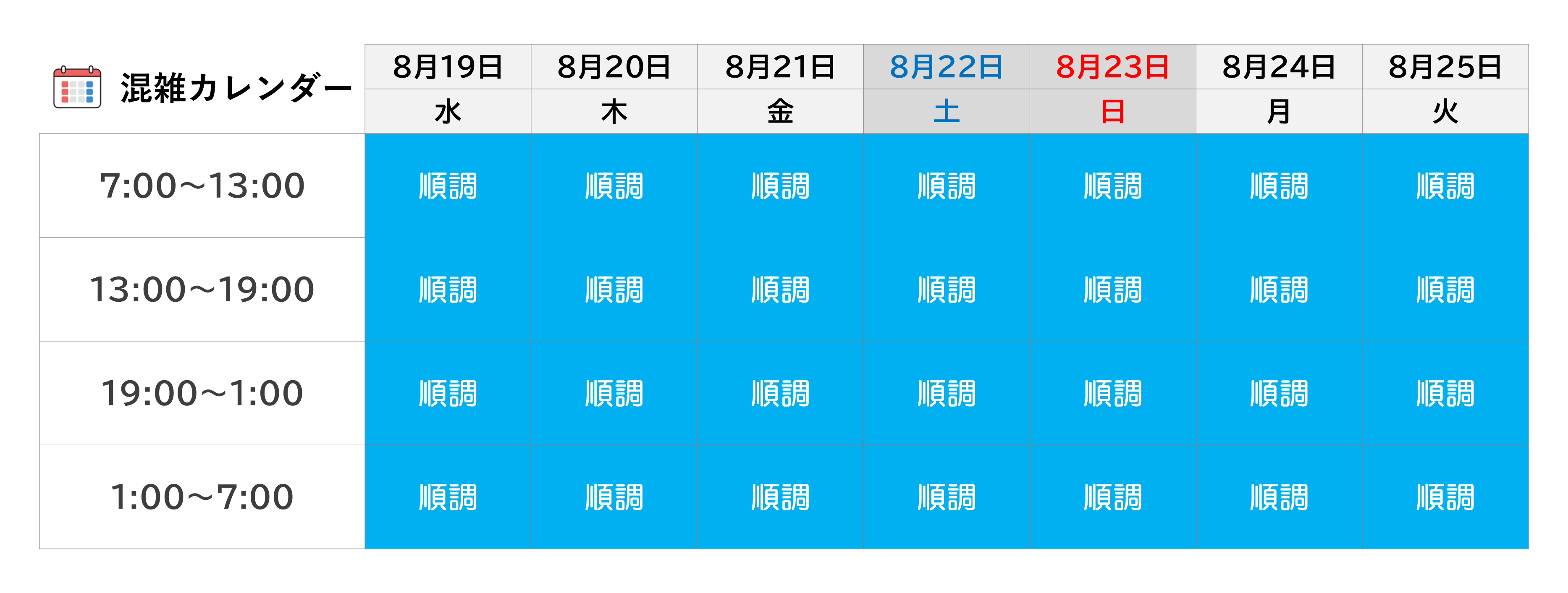 混雑カレンダー